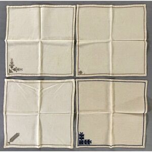 Vintage Arab Refugee Handworks Centre Jerusalem Linen Napkins (4) - Miss Halaby
